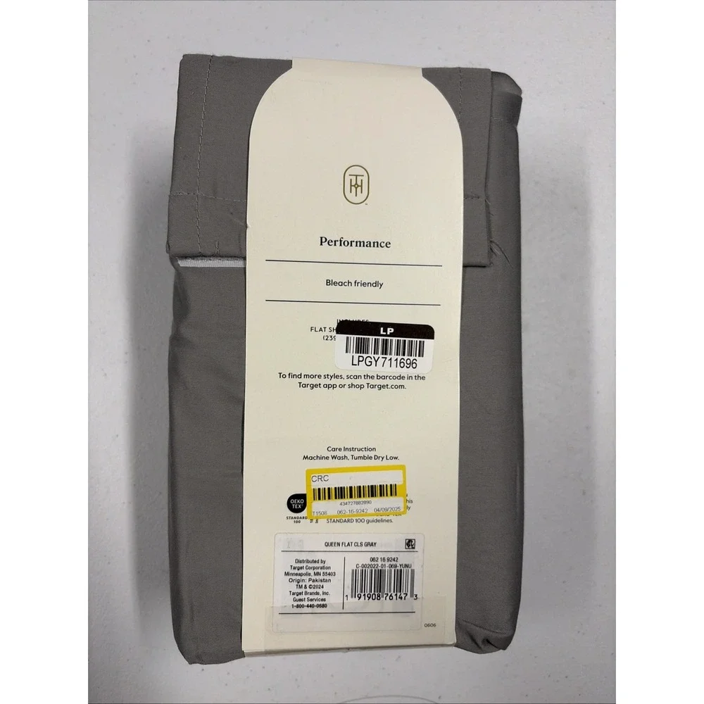 Threshold Queen 400 Thread Count Performance Flat Sheet Gray